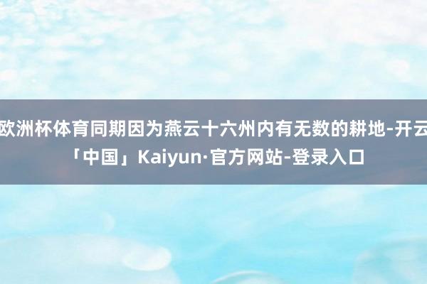 欧洲杯体育同期因为燕云十六州内有无数的耕地-开云「中国」Kaiyun·官方网站-登录入口