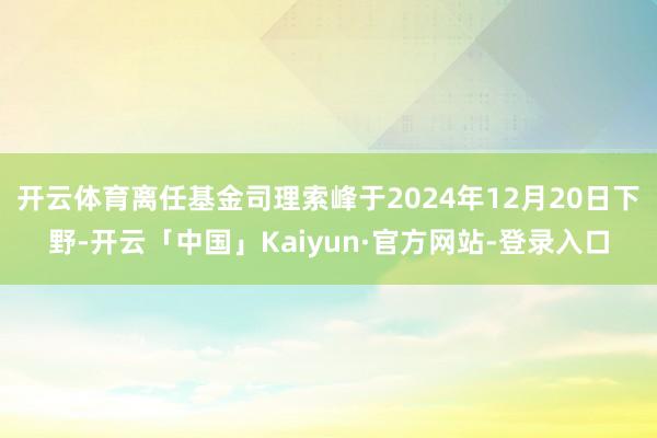 开云体育离任基金司理索峰于2024年12月20日下野-开云「中国」Kaiyun·官方网站-登录入口